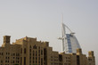 dubai uae world famous burj al arab hotel seen beyond old windtowers