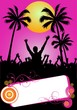 illustration eines pinken party plakates mit palmen