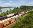 Kansas, USA, freight trains, elevated view
