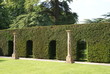 decorative hedge and columns/ pillars