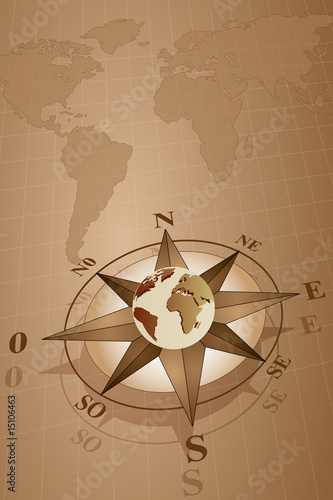 Compass Rose and map world