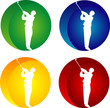 Silhouette of a man with golf-club and abstract background