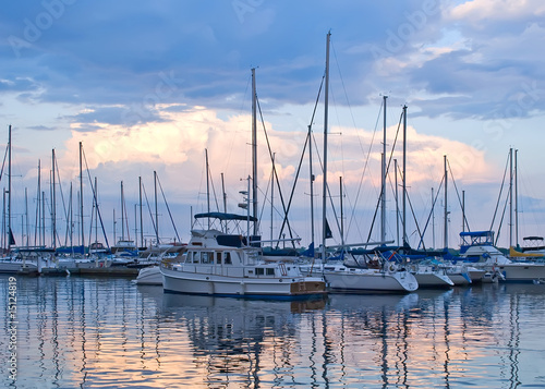 Photo: Boats and yachts moored in harbour Boats and yachts moored in harbour