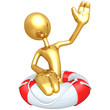 3D Character Waving In Lifebuoy
