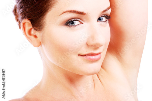 Photo: Beautiful woman with her arm up Beautiful woman with her arm up