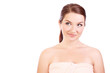 Smiling woman wearing bath towel