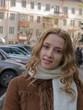 long-haired girl at street