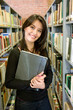 student at a library