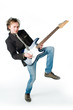 Crazy man playing electro guitar