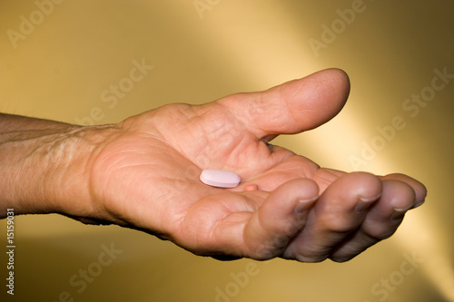 hand of old woman with medicament