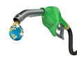 Earth globe drop coming out of gas pump - Ecology concept