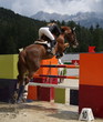 Photo : Beautiful lady jumping with her stud horse