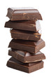 broken pieces of chocolate isolated