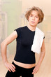 Woman during fitness time and exercising Woman during fitness time and exercising