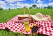 Picnic on the meadow at sunny day