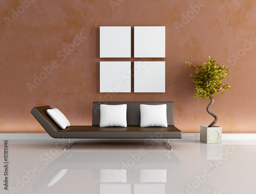 modern brown living-room -rendering