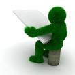 3D man reading newspaper isolated on white.