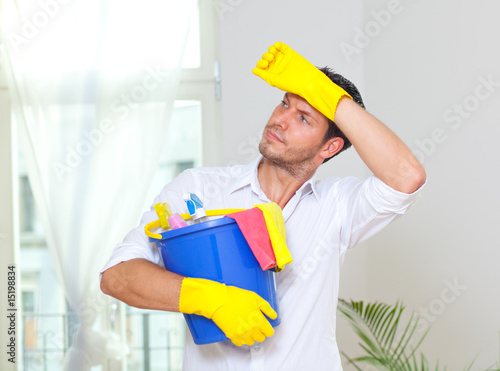 Photo: household home cleaning man for better hygiene household home cleaning man for better hygiene