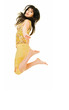 jumping brunette