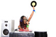 cool afro american DJ in action isolated on white cool afro american DJ in action isolated on white