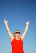 Happy excited mature woman