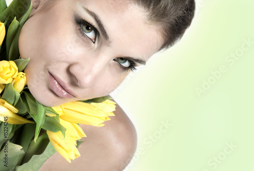 Close-up fresh portait with tulips