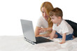 Mother and Son Looking at Laptop Computer