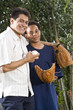 Teenage boy with proud father