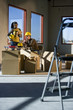 Multi-ethnic male and female construction workers