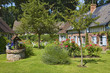 france; normandie,veules-les-roses : maison à colombages,puits e