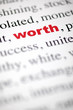 mot worth valeur valant texte flou mot rouge
