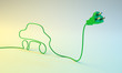 Electric car concept - electric plug with a car-shaped cord.