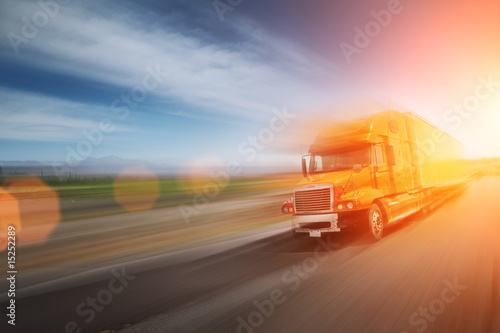 Photo: Truck on freeway Truck on freeway