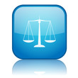 Square button with Scales of Justice symbol (blue)