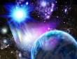 Planet at a blue sun