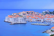 A view of an old city of Dubrovnik, Croatia at dusk