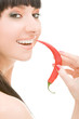cute girl with chili pepper