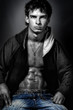Handsome sexy man with muscular abdomen