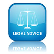 Square "LEGAL ADVICE" button with reflection (blue)