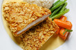breaded chicken with rice and vegetables breaded chicken with rice and vegetables