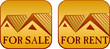 For sale and rent house sign with white background