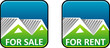 For sale and rent house sign with white background