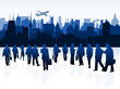 Illustration of business people and city Illustration of business people and city