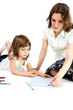 Mom and daughter crayon on paper