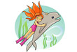 Vektor: Little girl and dolphin Little girl and dolphin