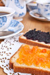 toasts with jam and coffee