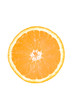 Orangenscheibe vor weißem Hintergrund Orangenscheibe vor weißem Hintergrund