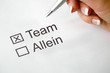 team und allein