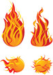 Four flame and fireball elements