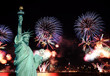 The Statue of Liberty and 4th of July fireworks